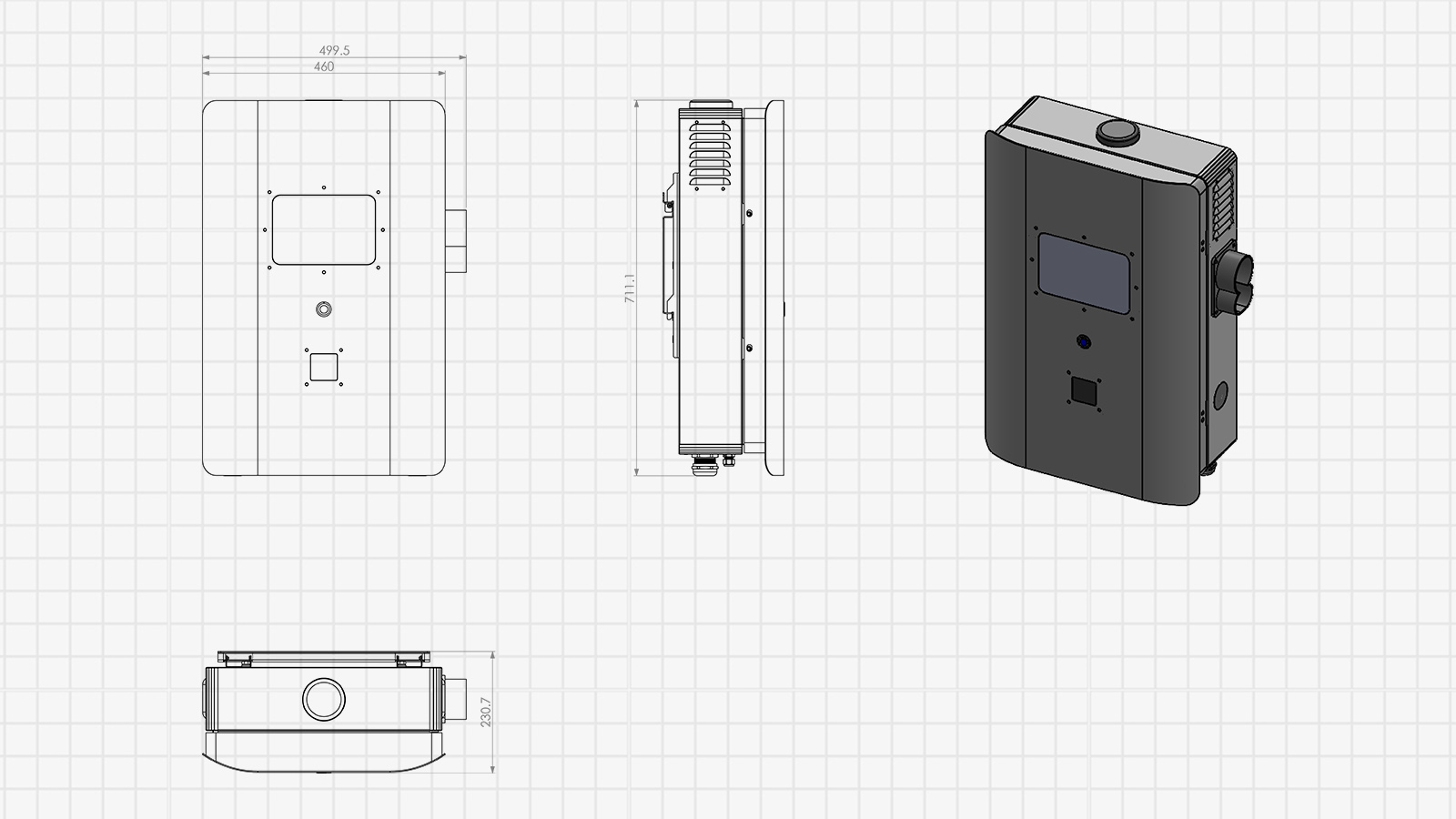 3D CAD ontwerp van Ecotap DC30 DC snellader