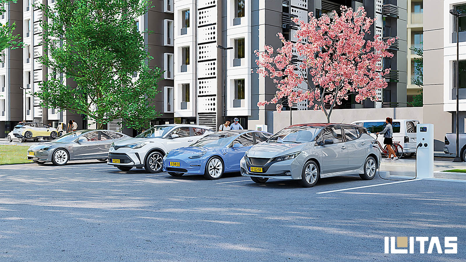 Ecotap DuoWide Nuvia laadstation geplaatst in straatbeeld