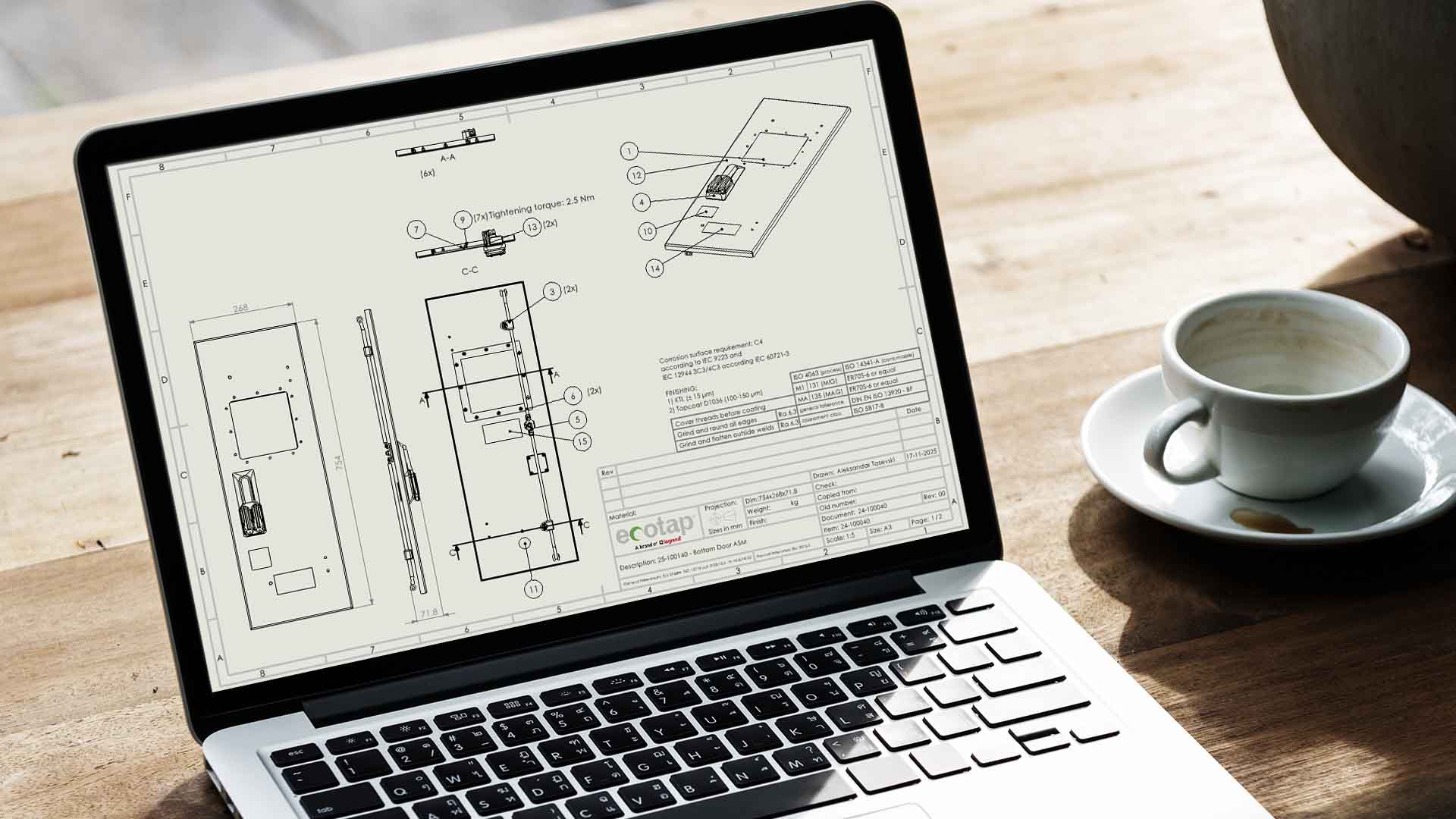 Technische documentatie en BOM voor het Ecotap DuoWide Nuvia laadstation