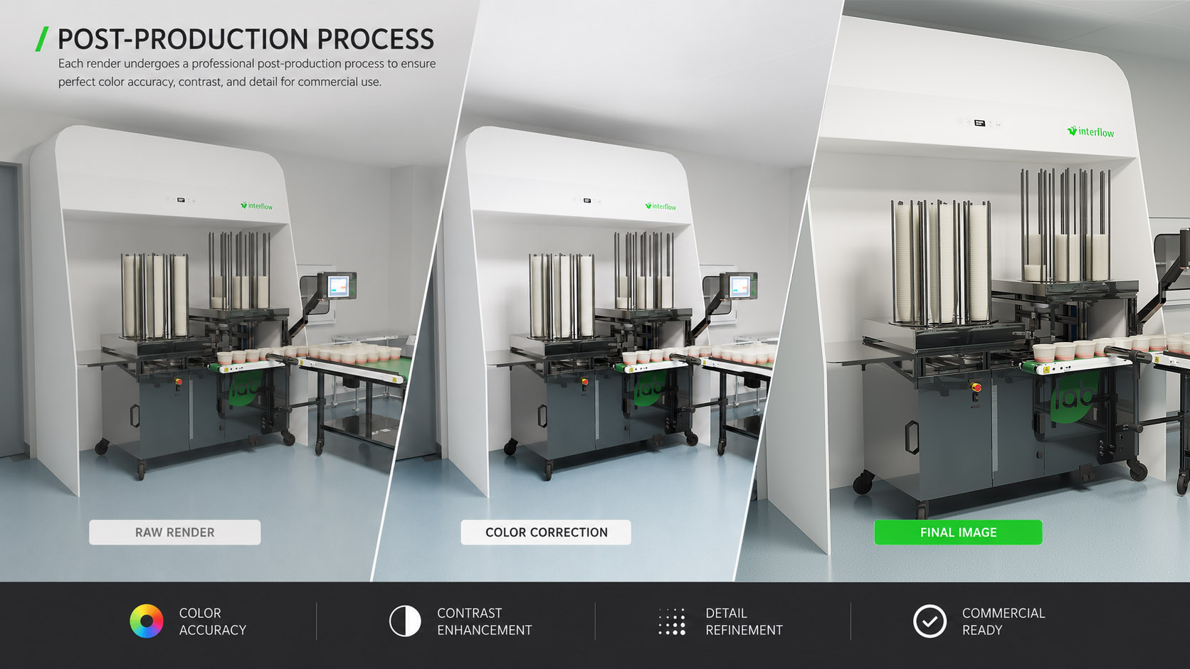 Fotorealistische postproductie van een media dispenser ontworpen door LAB Associates voor Ilitas.