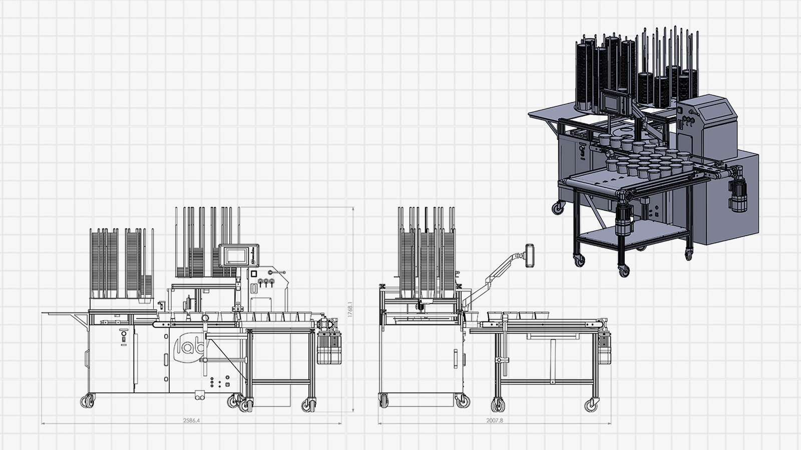 3D CAD ontwerp van media filler machine voor laboratoriumtoepassing