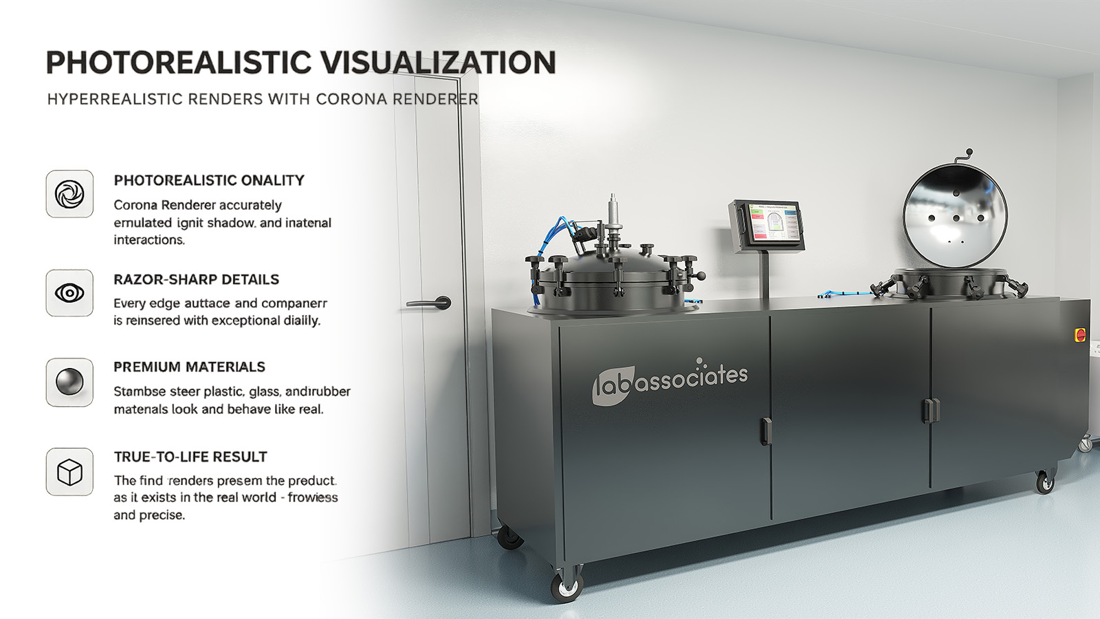 3D fotorealistische visualisatie van de Premium Media Preparator voor laboratoriumautomatisering