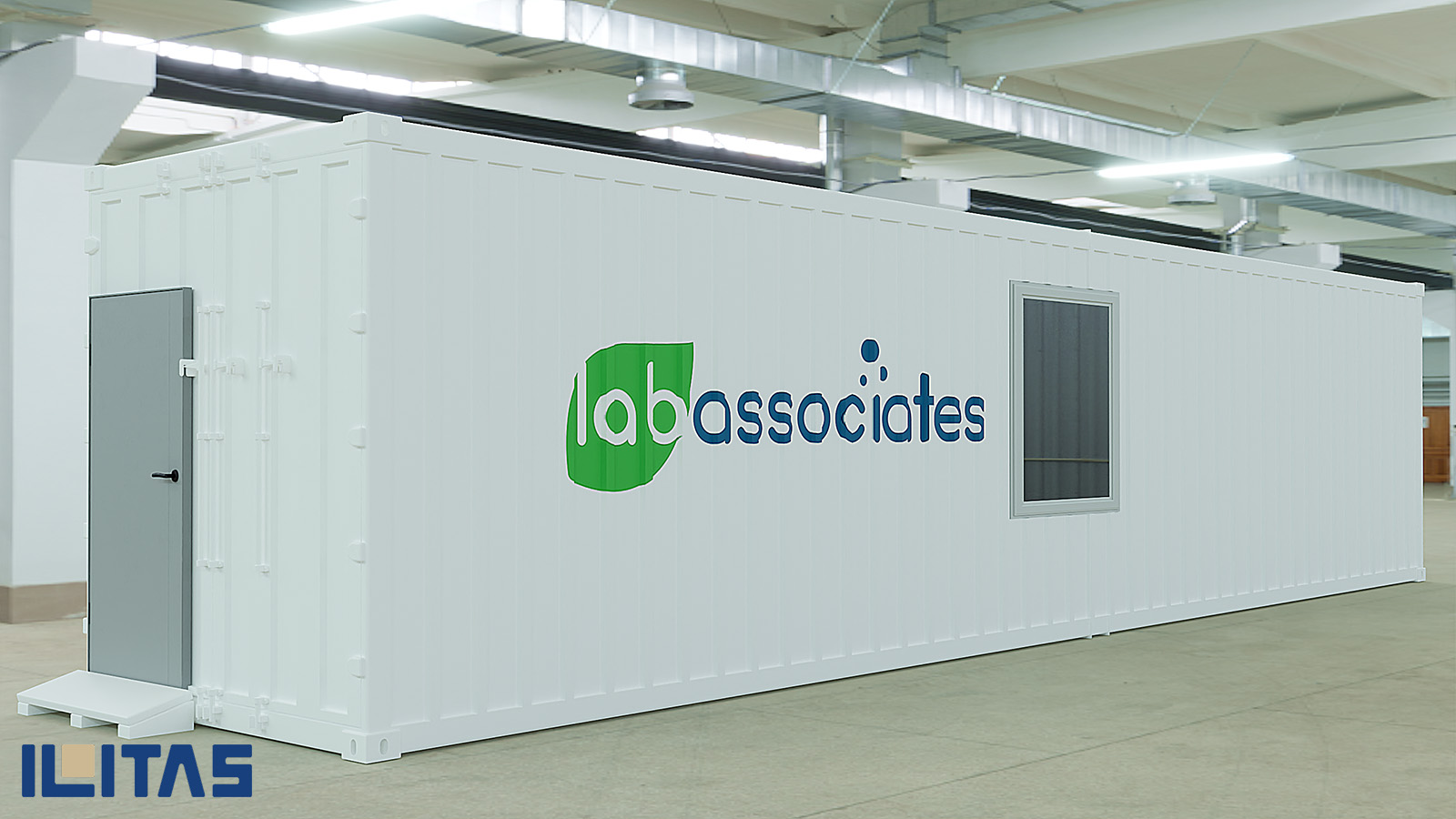 Modulaire cleanroom container met bedrijfslogo