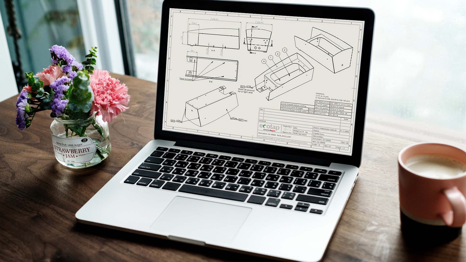 CAD-ontwerp en technische tekeningen van de Ecotap Standalone Payment Solution