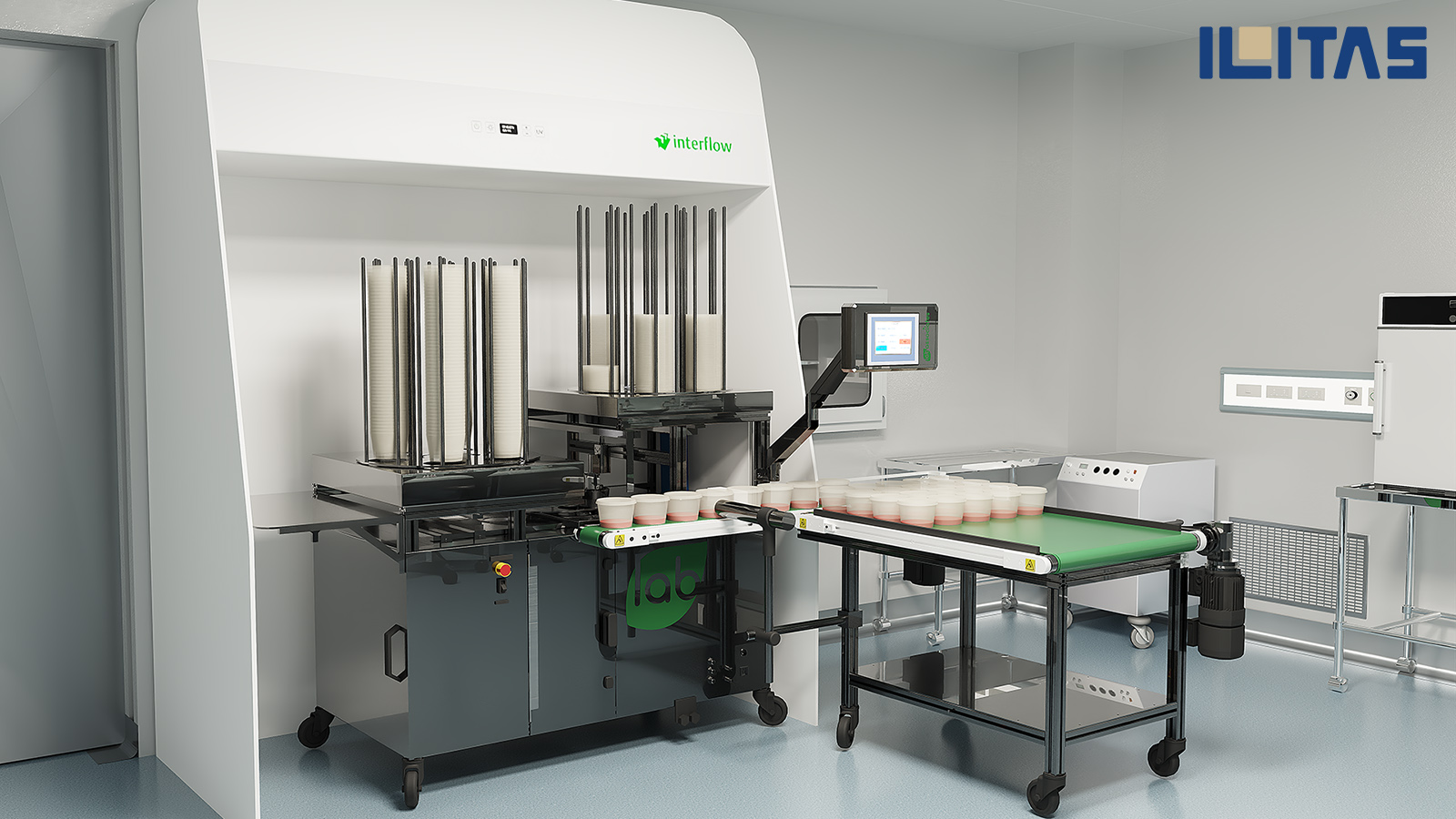 Geautomatiseerde media filler machine in laboratoriumomgeving