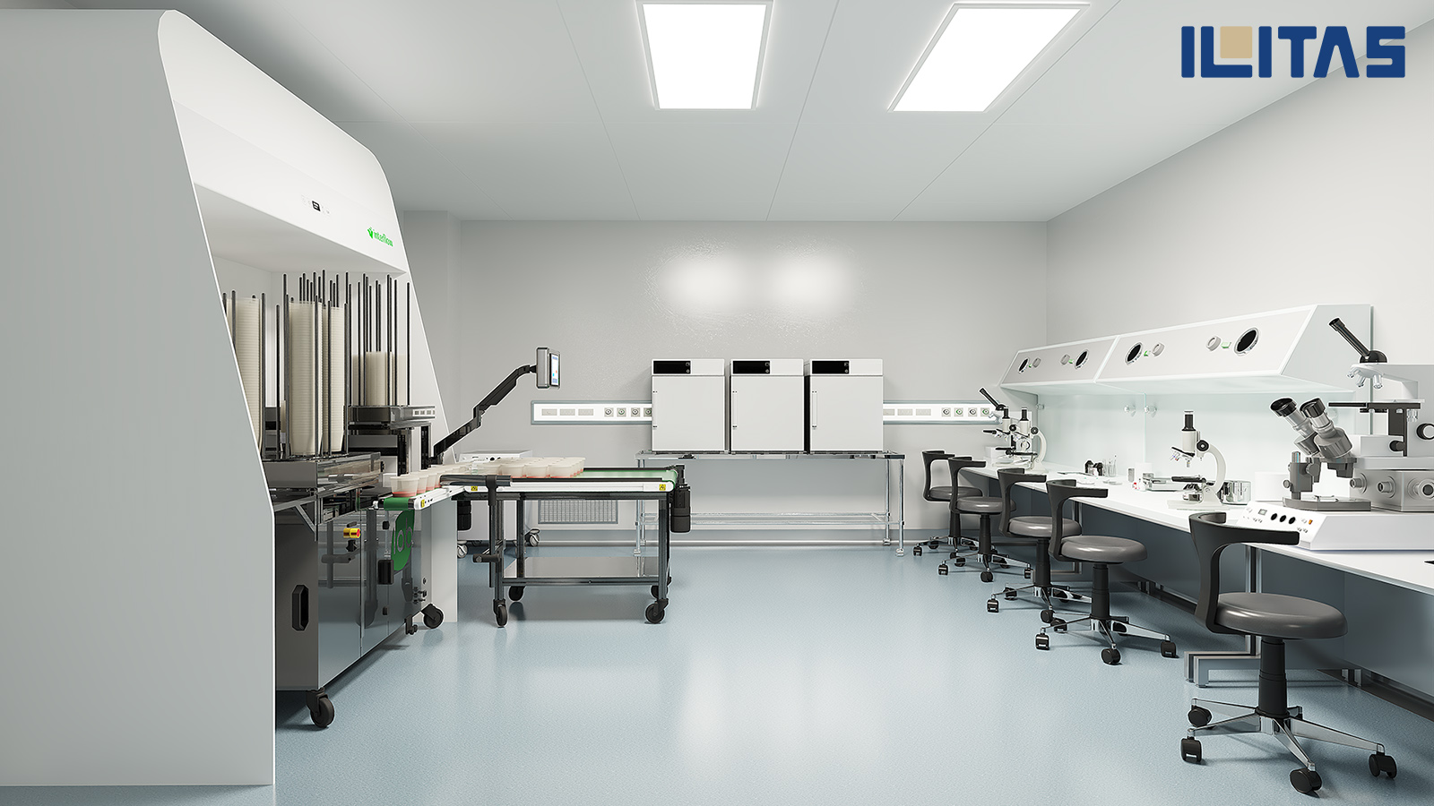 Media filler machine opgesteld in moderne laboratoriumruimte
