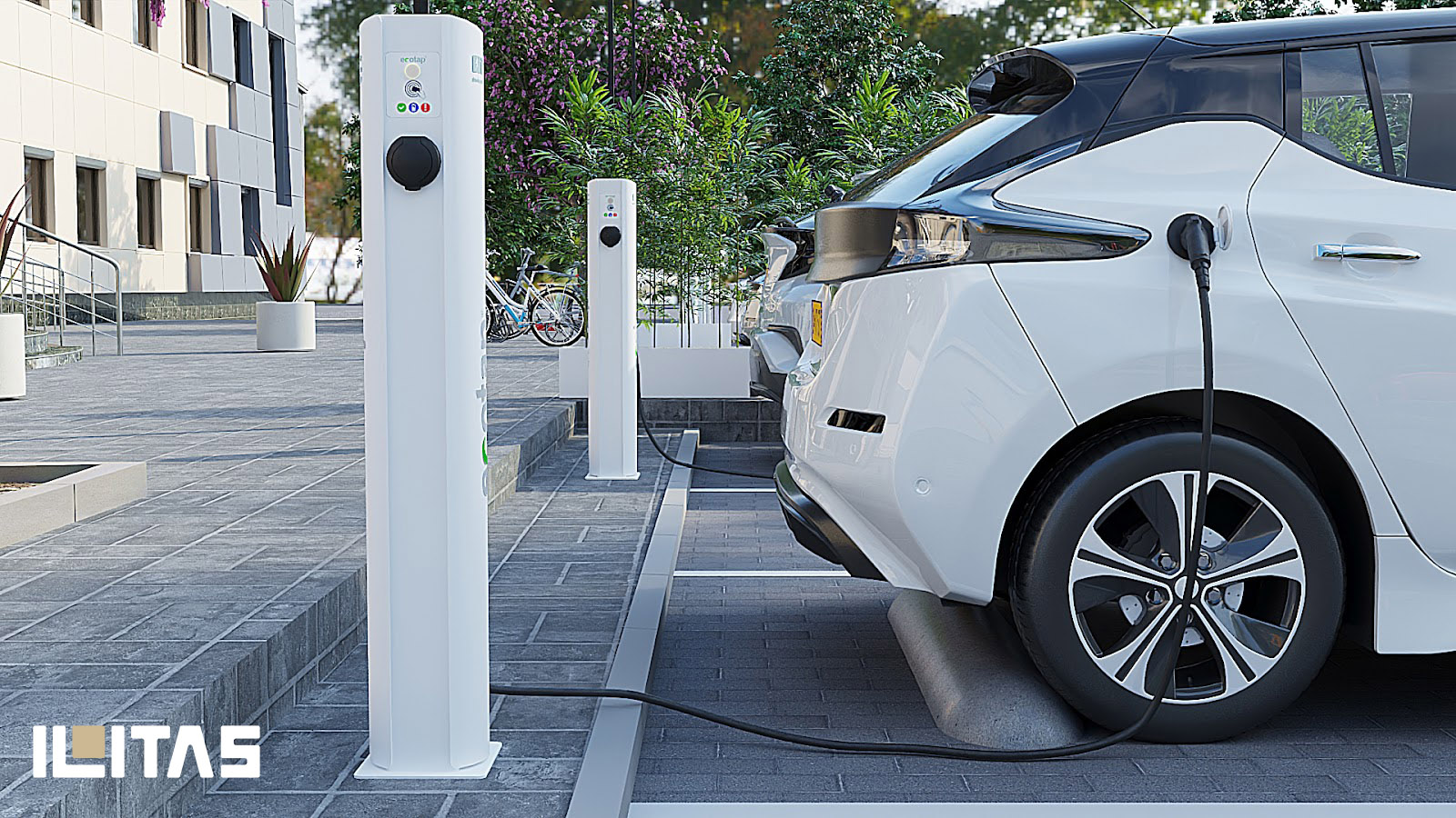 Elektrische auto aangesloten op Ecotap Duo laadpaal