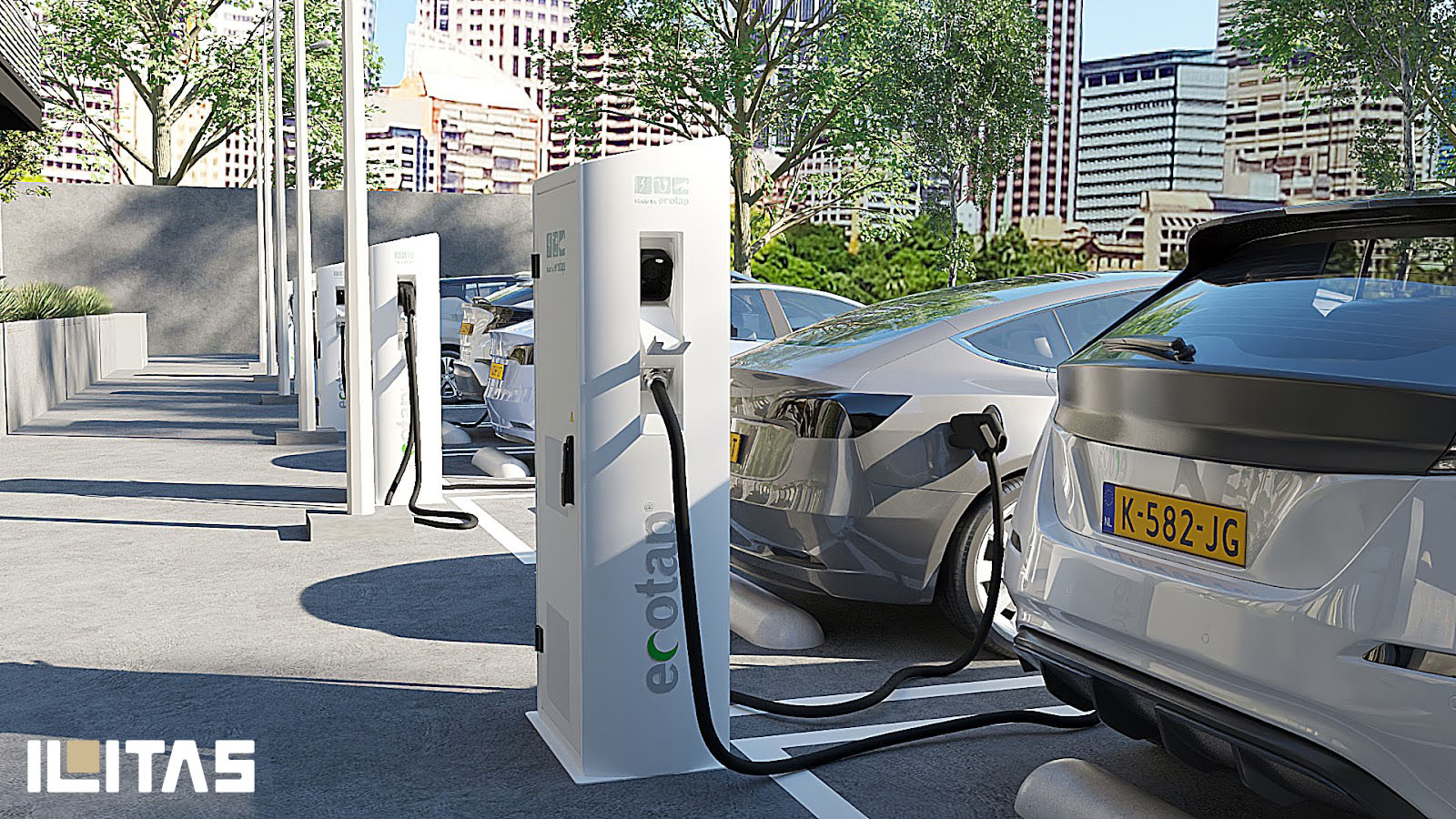 Meerdere elektrische voertuigen opgeladen met Ecotap DC60 snelladers