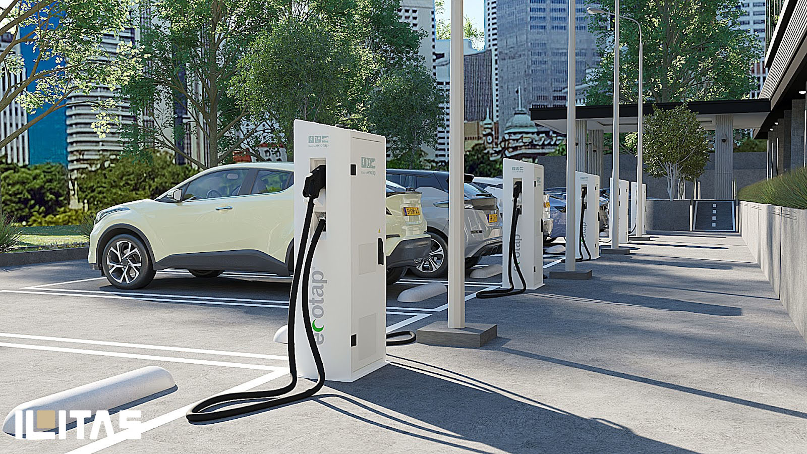 Ecotap DC60 snelladers in stedelijke laadlocatie