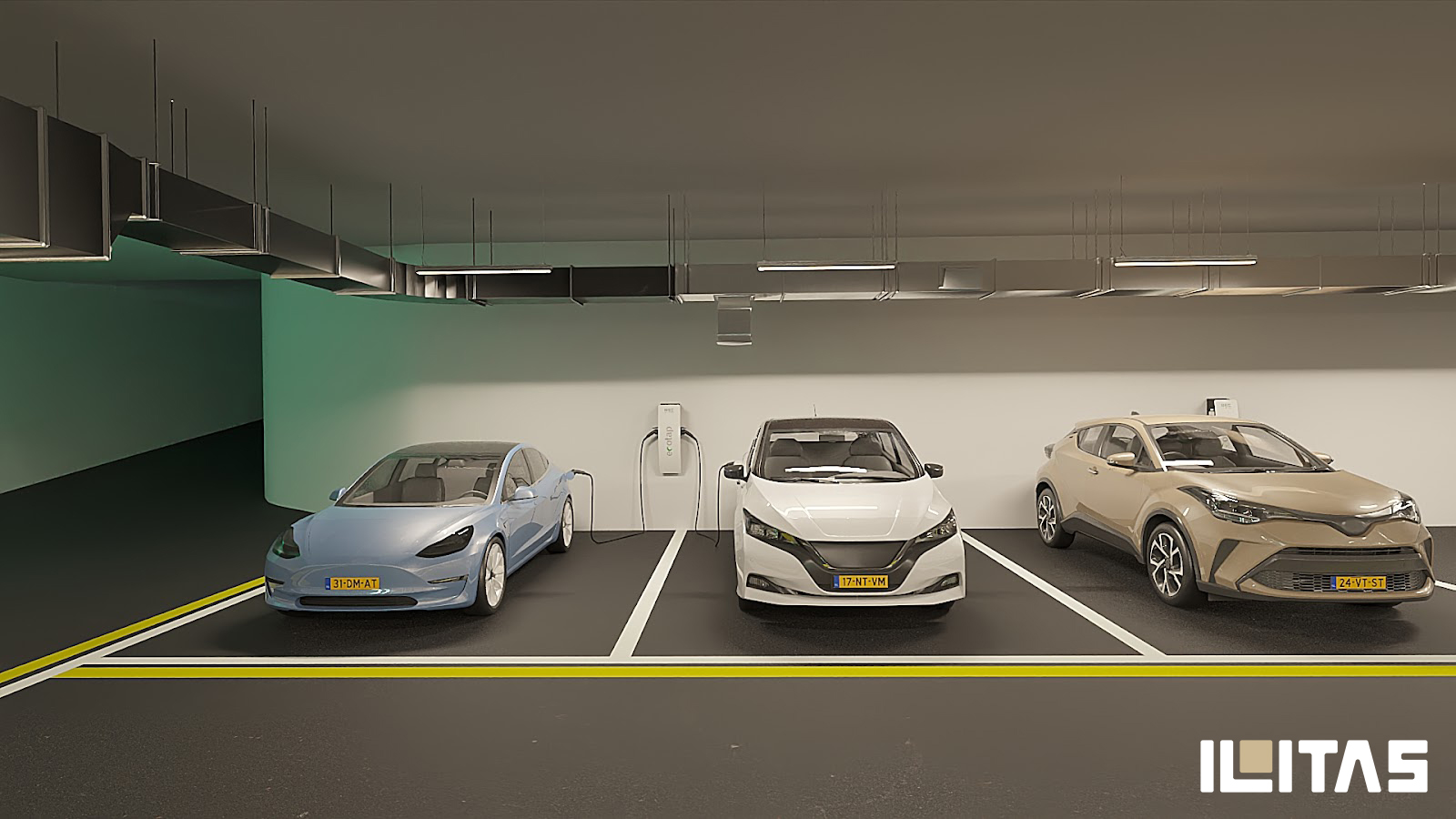 Meerdere elektrische auto’s laden via Ecotap Duo wallchargers