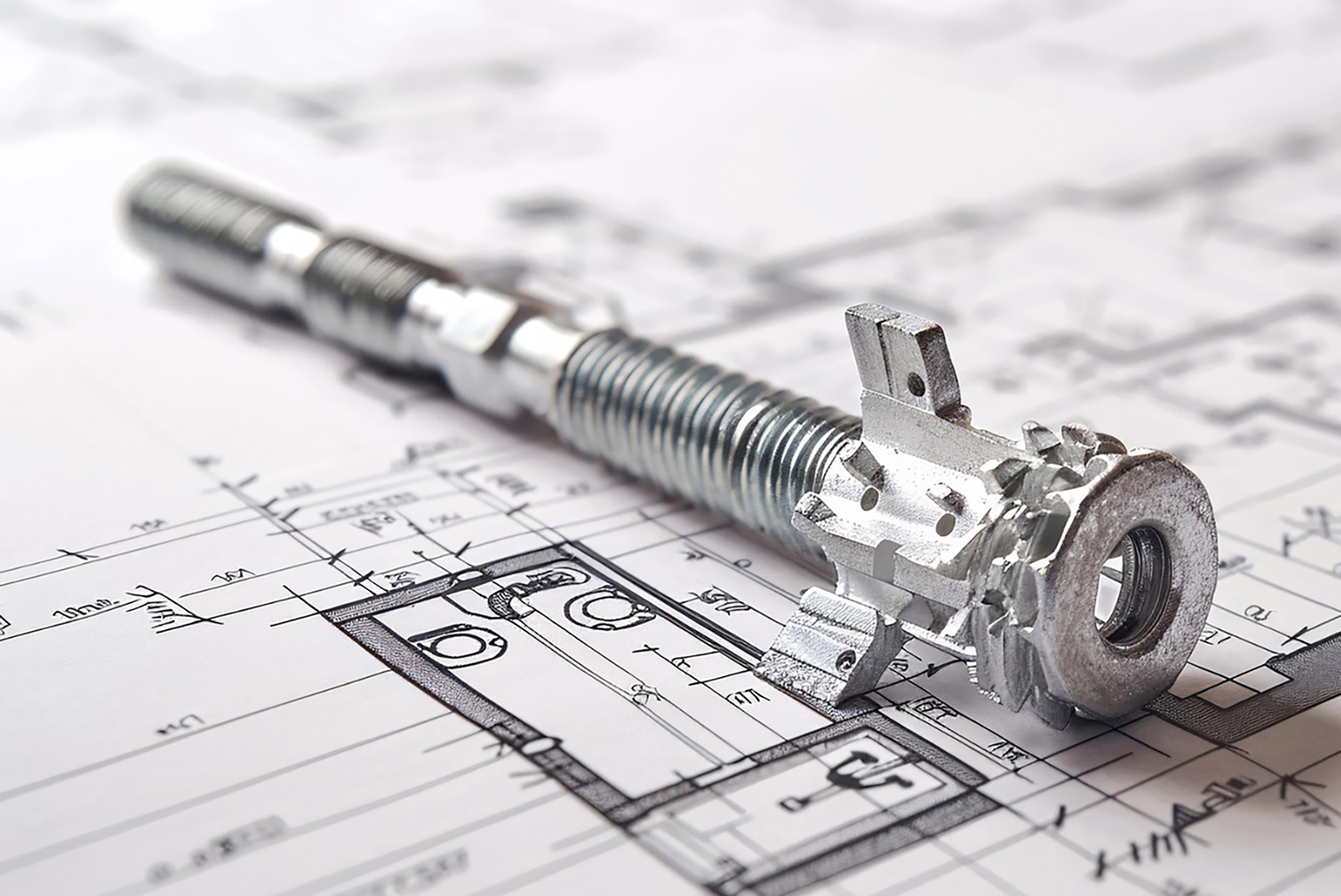 Technische tekening en meetgereedschap voor mechanische engineering