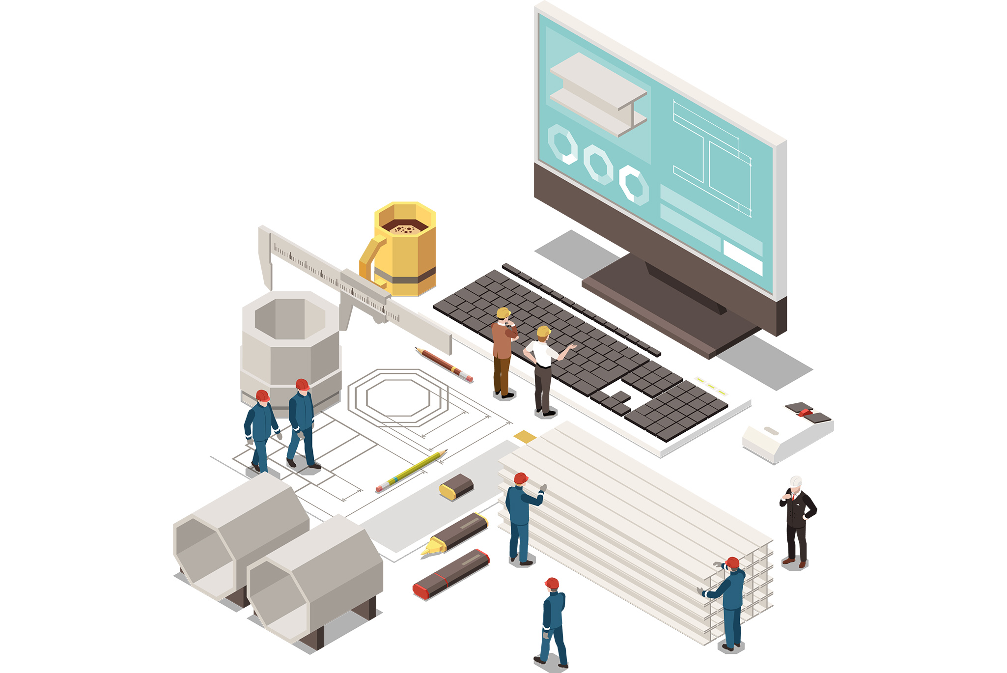 engineers werken samen aan 3D CAD ontwerp en productontwikkeling op kantoor